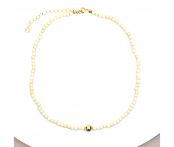 Choker Pedra Natural com Detalhe Dourado 