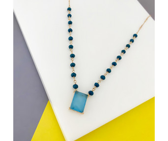 Colar Cristal com Pingente de Pedra