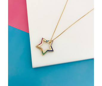Colar Estrela Colors Cravejada