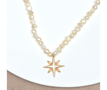 Colar Pérola Água Doce com Estrela Colors 