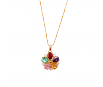 Colar Pingente Flor Zircônia Colors