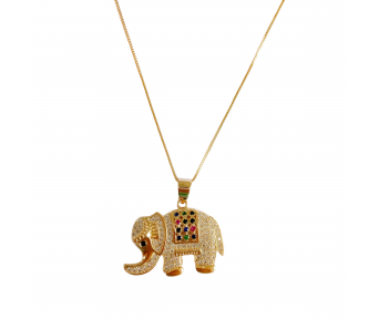 Colar Pingente Elefante Cravejado