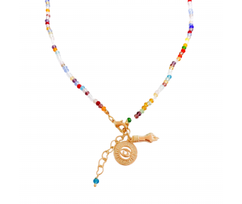 Colar / Pulseira Cristal Colors Pingente Medalha Olho Grego