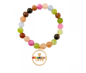 Pulseira Pedra Natural Pingente Love