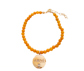 Pulseira Pedra Natural Pingente Amor