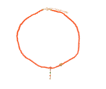 Choker Cristais Coral Coração e Detalhe em Zircônias