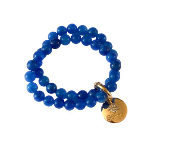 Pulseira Pedra Natural Jade Azul com Pingentes Variados