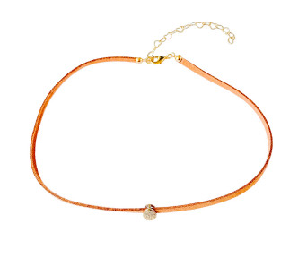 Choker Camurça Marrom Pingente em Zircônia