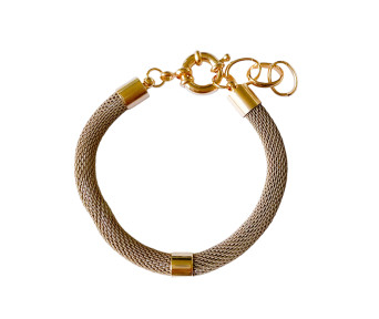 Pulseira Malha Esmaltada Detalhe em Tubo Liso