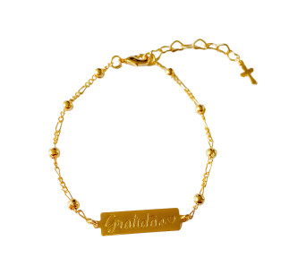 Pulseira de Bolinhas Plaquinha Gratidão