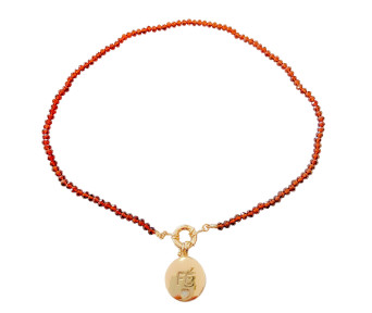 Colar Cristal Marrom Pingente Medalha Lisa Fé