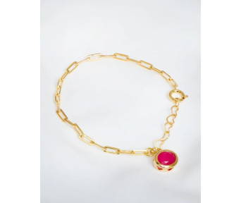 Pulseira Cartier com Pingente Oval Cristal Pink