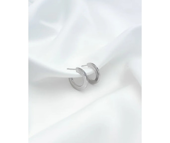 Brinco Argola 2cm Achatada 3mm Ródio Branco