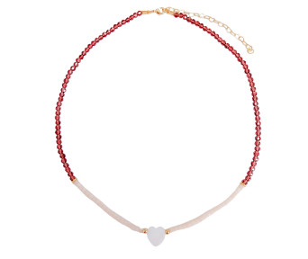 Choker Cristal Vinho com Coração Madrepérola