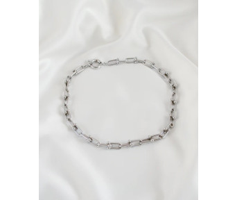 Choker Elos Entrelaçados Ródio Branco 45cm