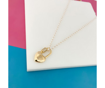 Colar Perolinha com Cadeado do Amor