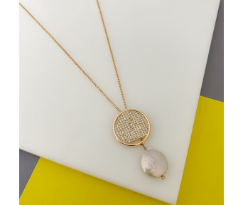 Colar Dourado Mandala pingente Pérola