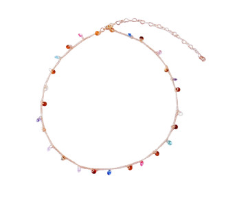 Colar Delicado com Chapinhas e Cristais Color