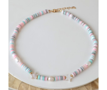 Colar Fimo com Detalhes em Pérolas