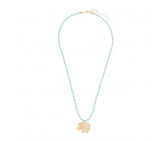 Colar Corrente Esmaltada com Elefante Cravejado