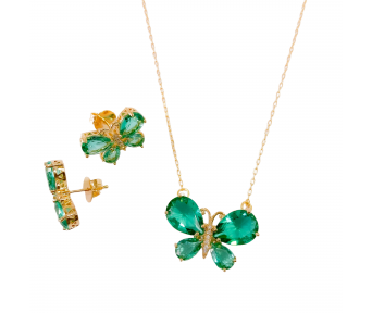 Conjunto Borboleta Verde Escuro