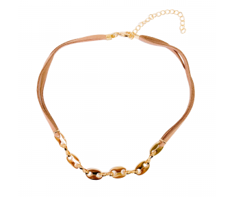 Choker Camurça Marrom Detalhe em Elos