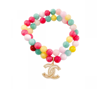 Pulseira Pedra Jade Colorida Pingente X