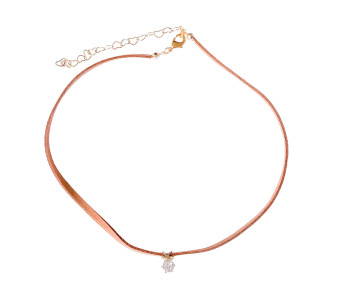 Choker Camurça Marrom Pingente em Zircônia