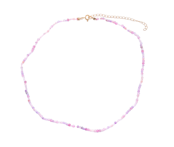 Choker Mini Pedra Natural Jade Rosa Mesclada