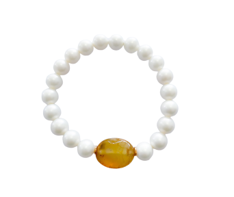 Pulseira Pérola Shell com Pedra Natural