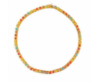 Colar Luxo Zircônias Colors Quadradinhos