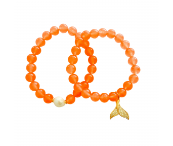 Pulseira Dupla Jade Laranja com Rabo de Sereia