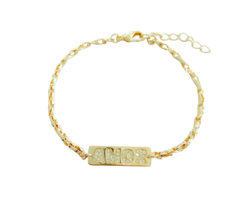 Pulseira Plaquinha Amor Cravejado 