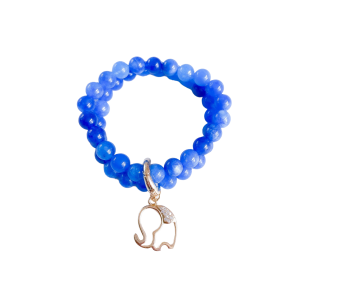 Pulseira Pedra Natural Jade Azul com Pingentes Variados