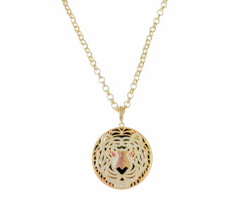 Colar Elos Português Mandala Tigre Cravejado